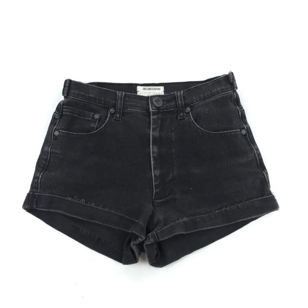 ONE TEASPOON Harlets High Rise Twisted Cuff Hem Shorts Beachy Boho VSCO Grunge